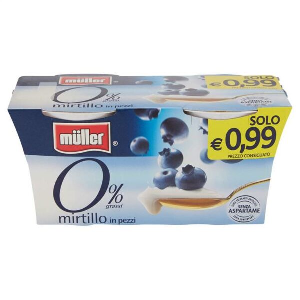 YOGURT MAGRO MIRTILLO IN PEZZI 0% GRASSI MULLER GR. 125 X 2