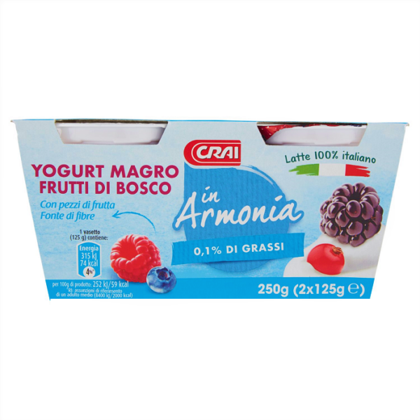 YOGURT MAGRO AI FRUTTI DI BOSCO IN ARMONIA CRAI GR. 125 X 2