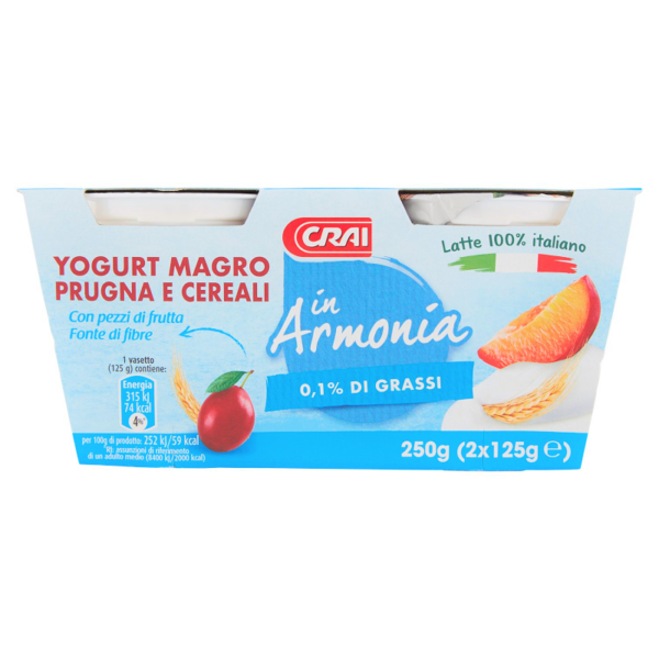 YOGURT MAGRO PRUGNA & CEREALI IN ARMONIA CRAI GR. 125 X 2