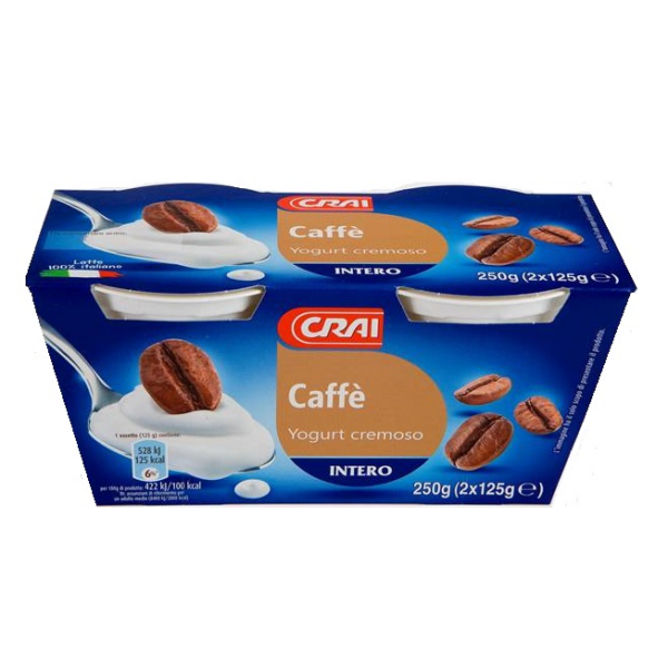 YOGURT CREMOSO INTERO AL CAFFÈ CRAI GR. 125 X 2