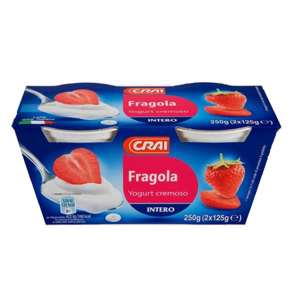 YOGURT CREMOSO INTERO ALLA FRAGOLA CRAI GR. 125 X 2