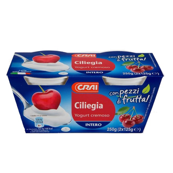 YOGURT CREMOSO INTERO ALLA CILIEGIA CRAI GR. 125 X 2