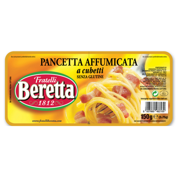 PANCETTA AFFUMICATA A CUBETTI BERETTA GR. 75 X 2