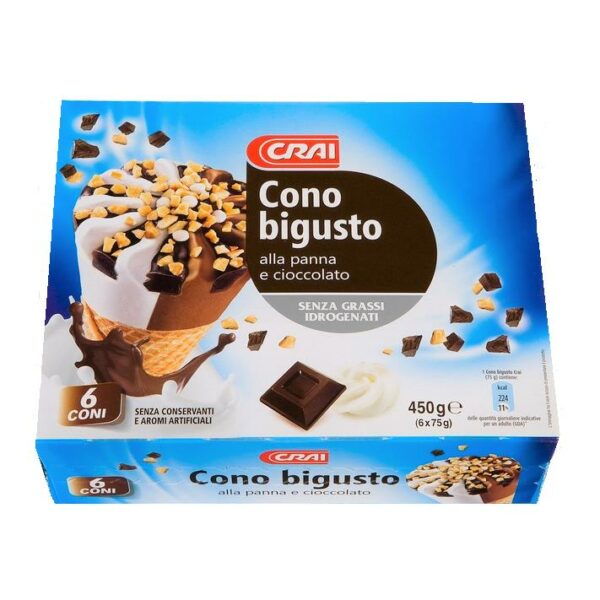 CORNETTO BIGUSTO PANNA & CIOCCOLATO CRAI X 6