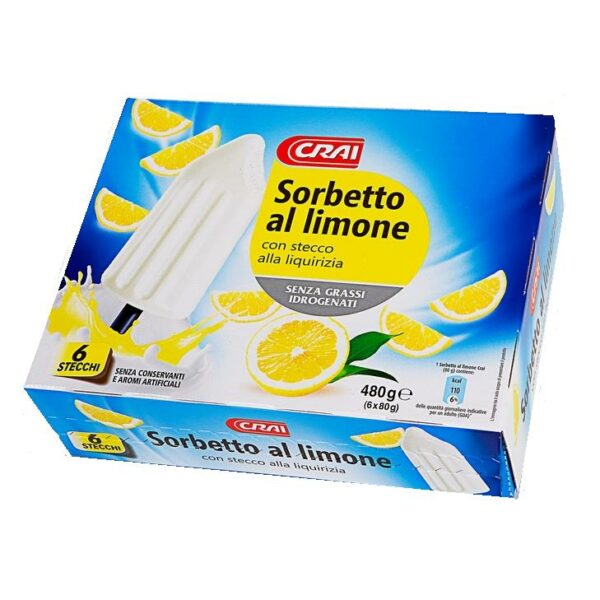 SORBETTO AL LIMONE STECCO LIQUIRIZIA CRAI X 6 PEZZI