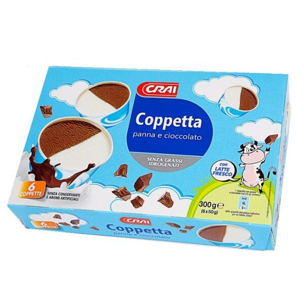 COPPETTE PANNA & CIOCCOLATO CRAI X 6 PEZZI