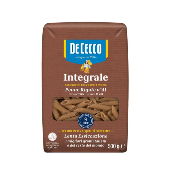 PENNE RIGATE INTEGRALI N. 41 DE CECCO GR. 500