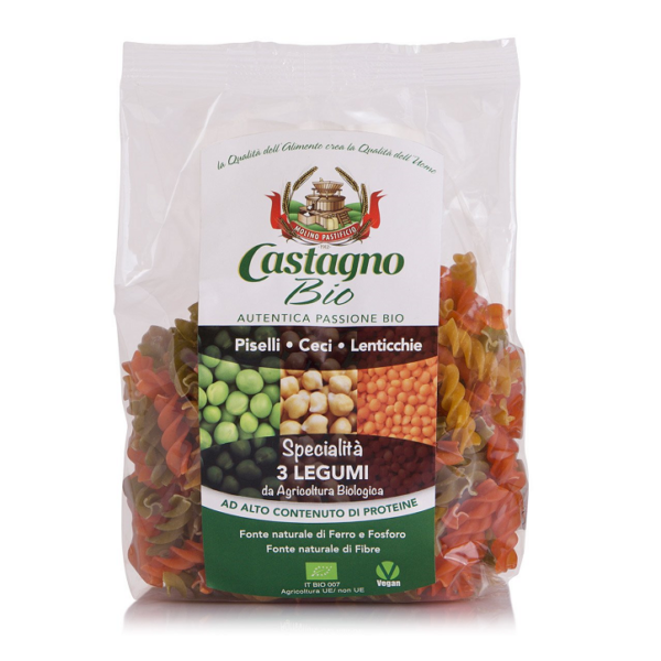 FUSILLI BIO AI TRE LEGUMI MOLINO CASTAGNO GR. 250