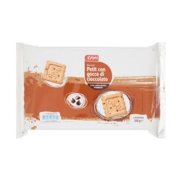 BISCOTTI PETIT CON GOCCE DI CIOCCOLATO CRAI GR. 330