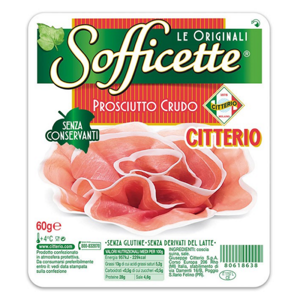 PROSCIUTTO CRUDO SOFFICETTE CITTERIO GR. 60