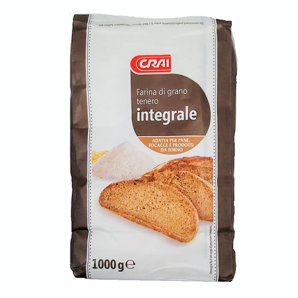 FARINA DI GRANO TENERO INTEGRALE CRAI KG. 1