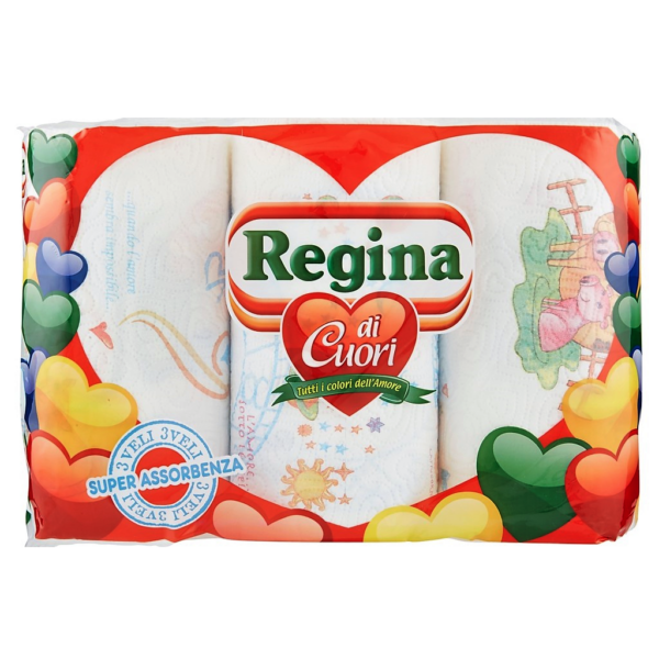 ASCIUGATUTTO REGINA DI CUORI X 3 ROTOLI