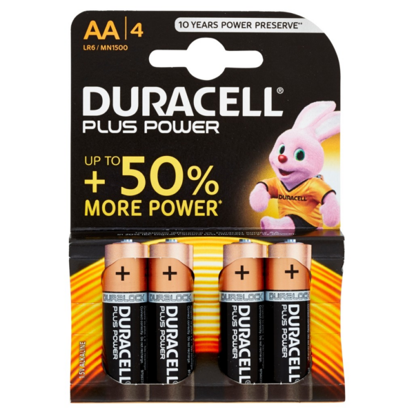 PILE DURACELL AA PLUS STILO X 4