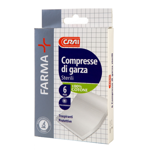 COMPRESSE GARZA STERILE COTONE FARMA CRAI X 6