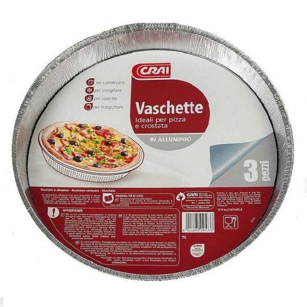 VASCHETTE ALLUMINIO PER PIZZA & CROSTATA X 3 PEZZI