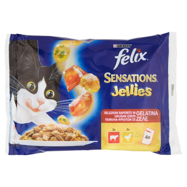 FELIX SENSATION JELLIES MANZO & POLLO GR. 100 X 4