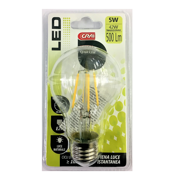 LAMPADINA A LED GOCCIA 5W (=42W) E27 CRAI