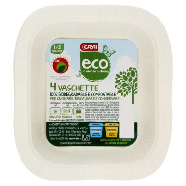 VASCHETTE CARTA 1/2 PORZIONI ECO CRAI X 4 PEZZI