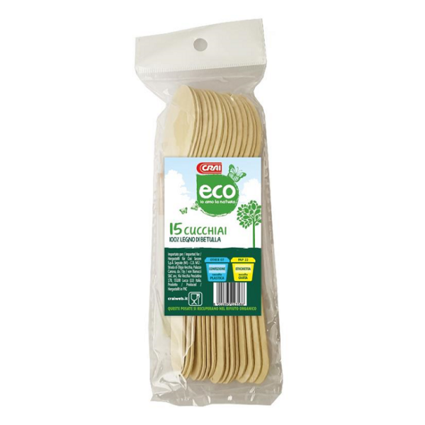 CUCCHIAI LEGNO ECO CRAI X 15 PEZZI