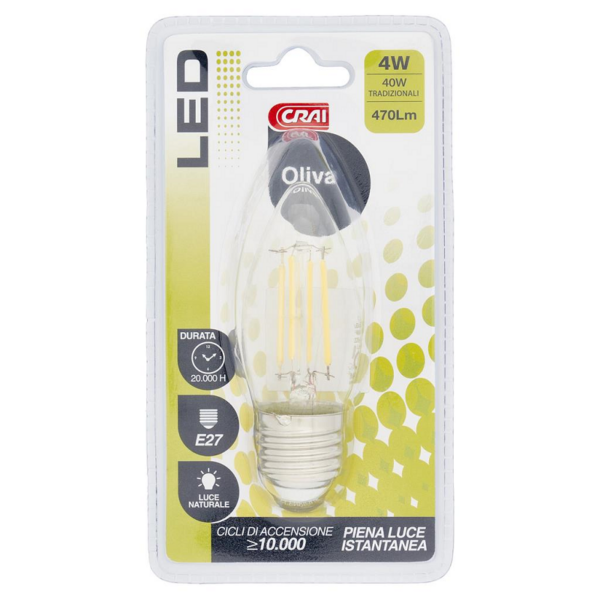 LAMPADINA A LED OLIVA 4W (=40W) E27 CRAI